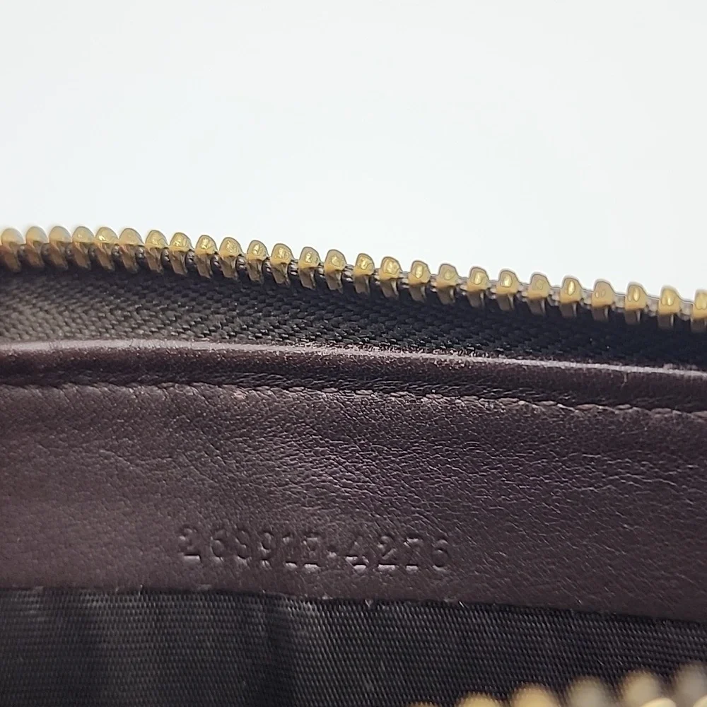 Gucci Dark Brown GG Embossed Leather Wallet Guccissima With‎ COA